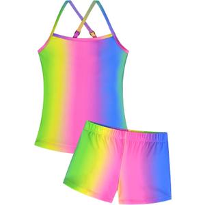 Girls Swimsuit Sleeveless Bathing Suits Back Cutout Summer Swimwear with Removable Chest pad 6-14 Years