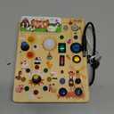 Joyreal Wooden Busy Board with LED Light, Montessori Toddler Toys, Wooden Sensory Board, Toddlers Activity Travel Toys for Boy & Girl Birthday Gift (Forest Theme)