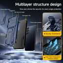 Case for Samsung Galaxy S25/S24 with 2*Screen Protector, Slide Camera Cover, Kickstand, Lanyard Strap, Dual Layer Rugged Non-Slip, Blue