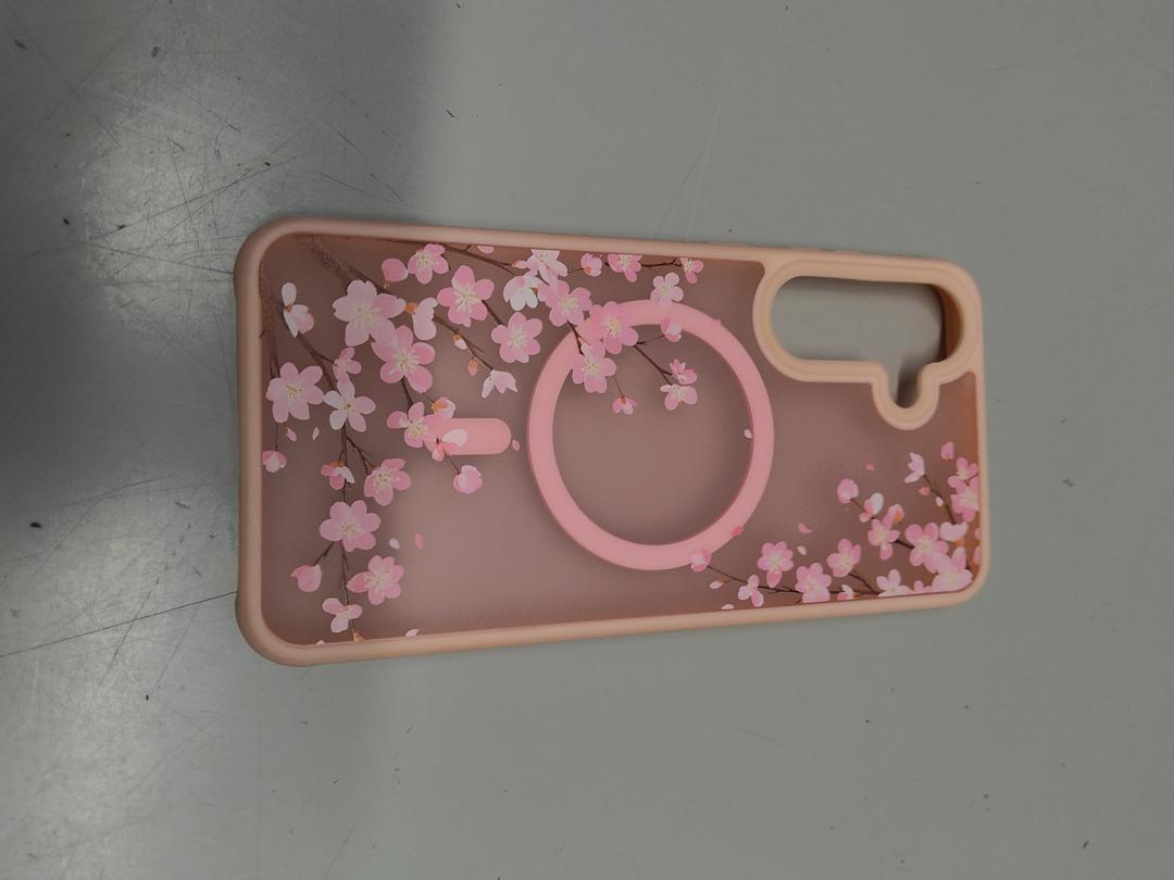 Compatible with Galaxy S25/S24 Magnetic Matte Translucent Case,Luxury Shockproof with Cute Flower Pattern Hard Back Cover Galaxy S25/S24 Case for Women Girls-Pink Floral