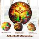 Stained glass Jesus cross,7.8-inch sun catcher,Christian stained glass window decoration,Religious home dcor,Special Christian gift for your wife,mother,friends for Christmas and Thanksgiving