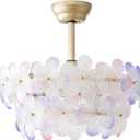 Gold Crystal Fandelier Ceiling Fans with Lights, 20" Gold Flower Chandelier Ceiling Fan with Light Remote Control, Caged Mid Century with 6 Speeds for Bedroom, Nursery, Living Room (Multi)