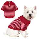 Dog Knitted Sweater with Wooden Buttons Cozy Pet Striped Winter Clothes for Chihuahuas Small Dogs Cats Boy Girl,Red,S