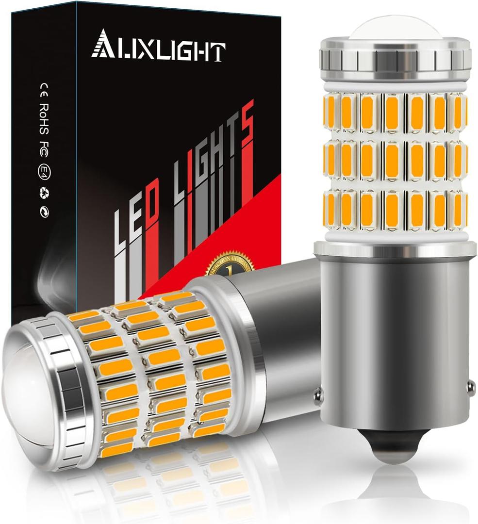 AUXLIGHT 1156 BA15S 1003 1141 7506 1156A LED Bulbs Amber Yellow, Ultra Bright 60-SMD LED Replacement for Blinker Lights, Turn Signal/Parking or Running Lights, Brake/Tail Lights (Pack of 2)