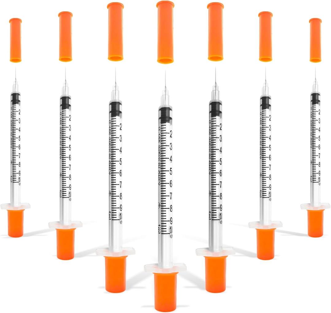 30 Pack U-100 1cc 31 Gauge 5/16 Inch Syringes with Needle, Individually Packed