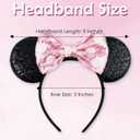 Ears Mouse Ears Headband with Sequin Bows, Headbands for Women Halloween Costume, Headwear Hair Accessories -2 pack Black and Pink