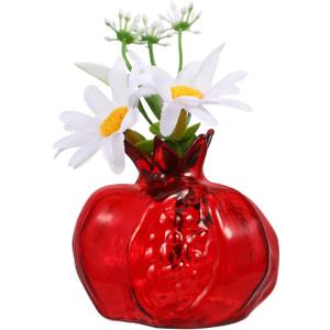 Cabilock Pomegranate Shape Vase Hydroponics Flower Vase Flower Container Hydroponics Planter Vase Flower Bottle Floral Vase Dried Flowers Container Red, 7x7cm, CBA1037SSR7Q108VSRMKL
