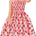 CM-Kid Toddler Girl Sleeveless Dinosaur Sunflower Dresses Summer Beach Outfit Strawberry Butterfly Ladybugs Sundress (5-6 Years)