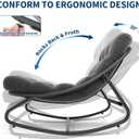 IDEALHOUSE Outdoor Rocking Chair with Metal Frame, Adjustable Papasan Rocker, Waterproof Comfy Cushion, 450lbs Capacity, for Patio, Porch, Garden, Living Room, Dark Grey