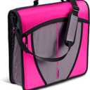 Case-it Mighty Zip Tab School Zipper Binder | 3-Inch O-Rings, 600-Sheet Capacity, 5-Subject Expanding File Folder, Multiple Pockets & Storage Organizer, Shoulder Strap | D-146 Magenta