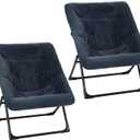 Comfy Saucer Chair for Adults, Set of 2, Soft Faux Fur Bedroom Chair, Accent Dorm Chairs, Flexible Living Room Reading Chairs, Oversized Folding Seat for Teens, X-Large, Navy Blue, 31.5 x 33.46 x 30.7 inches