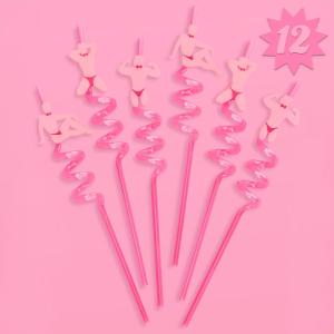 xo, Fetti Bachelorette Party Pink Reusable Straw Set - 12 pc | Male Dancer Stripper Bach Party Decoration, Bridal Shower Supplies, Bridesmaid Favor, Bride to Be Gift, Engagement Drinkware (9 Inches)