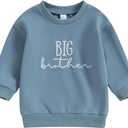 DOSYZTO Toddler Baby Girl Long Sleeve Ruffle Sweatshirt Tops Basic Solid Color Oversized Sweater Shirts Kid Fall Clothes ( Brother Blue Sweatshirt, 9-10 yrs old)