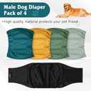 Barklincharm 4 Pack Dog Diapers Male Reusable, High Absorbing Dog Wraps, Belly Bands for Male Dogs with Incontinence or Frequent Urination(Large, Orange & Gray)