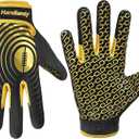 HANDLANDY Youth Football Gloves, Kids Sticky Receiver Gloves,Super Grip Football Glove Best Gift for Boys,Girls (X-Small-Youth, Black and Gold)