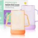 Momcozy Baby Pouch Holder No Squeeze, Baby Food & Juice Box Holder, Mess-Free, Easy Grip for Self-Feeding, BPA-Free & DEHP-Free, Must-Have for Babies, Violet&Orange 2Pcs