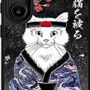 Designed for Galaxy S24 Plus Case, Japanese Art Design Shockproof Phone Case for Samsung S24+ Plus, Slim & Tough Premium Protective Cover 6.7 inch [Embossed Texture] Black, Kuro Cat