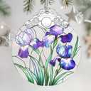 3 x Christmas Ornaments: Stained Glass Ornament, Christmas Tree Ornament, Hanging Ornaments for Home Decor & Xmas Tree Decorations  Exquisite Holiday Decor, Gifts & Holiday Present - Iris Flowers