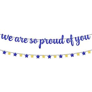 KatchOn, Glitter We are So Proud of You Banner - 10 Feet, No DIY | Congratulations Banner for 2026 Graduation Decorations | Graduations Banners 2026 for Blue Graduation Decorations 2026