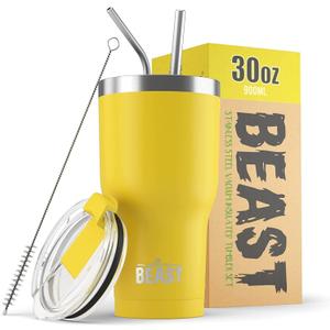 Beast 30 oz Tumbler Stainless Steel Vacuum Insulated Coffee Ice Cup Double Wall Travel Flask (Lemon)