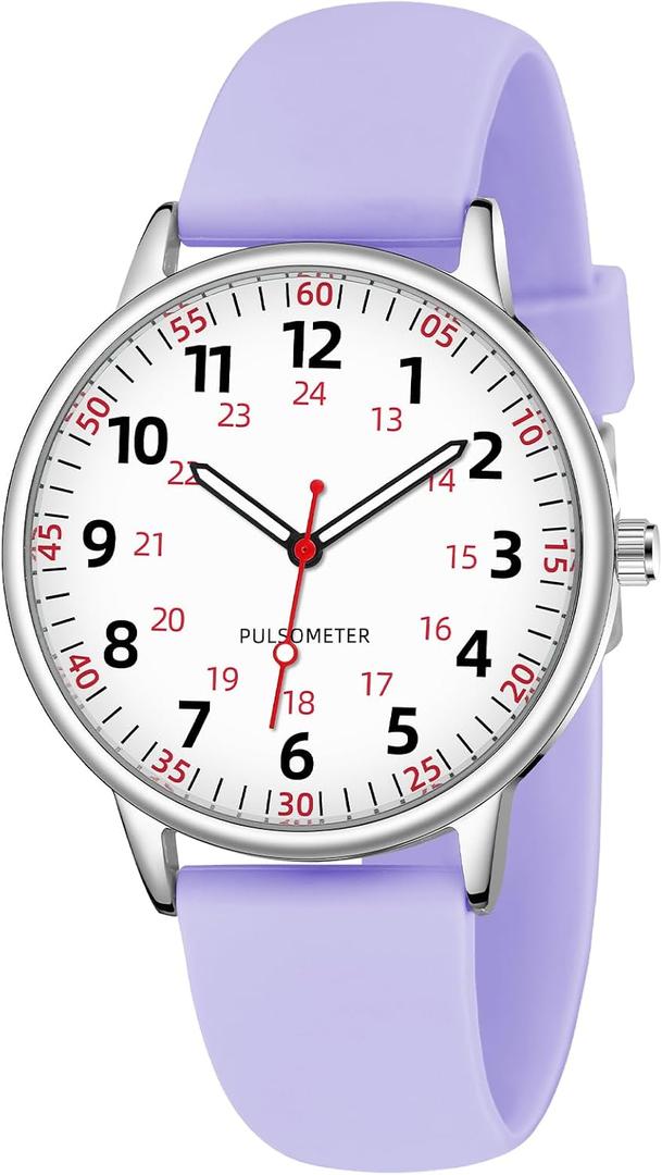 TWOPTION Nurse Watch for Women Waterproof Analog Silicone Watch with Second Hand Nursing Watch