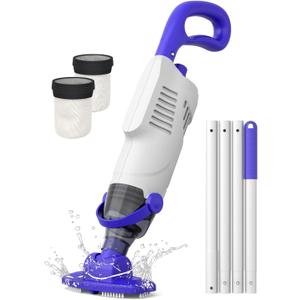 Little Shark Pool Vacuum for Above Ground Pool, Hot Tub Vacuum with a 60w Motor,18 Gal/Min Powerful Suction, Compact & Light Pool Vacuum with 5000mAh Battery, 1h Running Time (white)