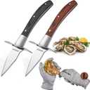 Oyster Shucking Knife,Oyster Shucker,2 Set Sturdy Sharpness Oyster Knife With Comfort Wood-handle,Oyster Shucking Kit With 1 Pairs Of Level 5 Protection Cut-resistant Gloves(L) For Oyster Clam