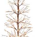 Alpine Corporation 71" Tall Flocked Artificial Brown Christmas Tree with 296 Warm White LED Lights, Indoor/Outdoor Holiday Decoration