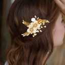 JAKAWIN Gold Hair Clip Gold Flower Wedding Hair Piece Crystal Bridal Hair Accessories for Women