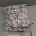 School Backpack for Teen Girls Bookbags Elementary High School Corduroy Laptop Bags Women Travel Daypacks (Beige Flower Purple Background)