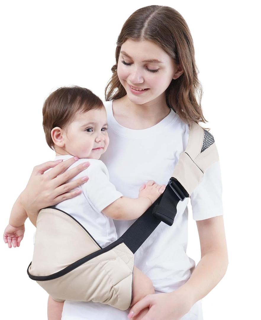 GAGAKU Toddler Carrier Adjustable Padded Sling Portable Ergonomic Baby Holder Carrier with Non-Slip Seat for 6-36 Months Infants & Toddlers (14-35 lbs)-Cream