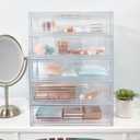 STORi Audrey Stackable Clear Bin Plastic Organizer Drawer | Organize Eyeshadow Palettes, Cosmetics, and Beauty Supplies on a Vanity | Made in USA