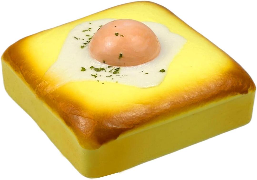 funnysquee Egg Toast Squishies Super Soft Slow Rising Toy Cute Scented Simulation Food Square Cake Squishys Stress Relief Squeeze Toys for Kid Halloween Christmas Birthday Gift (Egg Toast)