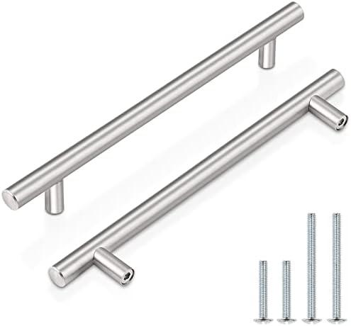 Probrico 5 Pack|7-9/16 inch Hole Centers Drawer Handles for Modern Kitchen Cabinet T Bar Drawer Handles Brushed Nickel Finish, Stainless Steel Cabient Hardware