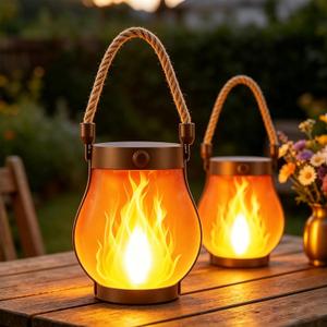 Solar Lanterns Outdoor Lights,Upgraded Flickering Flame Solar Lanterns Lights with 2 Modes Dual Charging USB & Solar, Outdoor Waterproof Hanging Lantern for Party Holiday Yard Patio Path Garden Decor