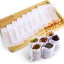 200Pcs Disposable Tea Bags for Loose Leaf Tea, Empty Tea Filter Bags for Cooking, Infuser Sachets for Spice, Coffee, Herb and More (3.54x2.75 Inch)