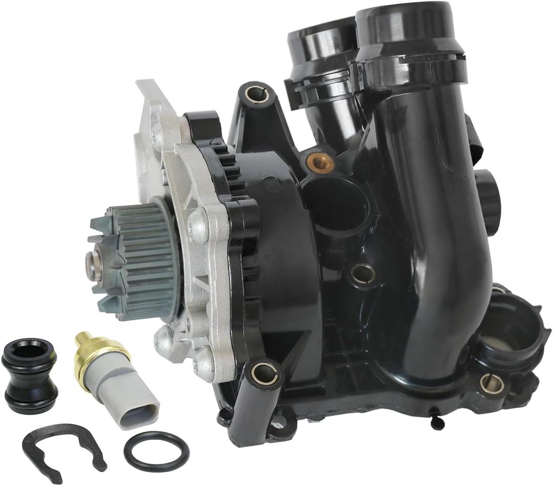 Electric Engine Water Pump Thermostat Housing Assembly Compatible with Audi A3 A4 A5 A6 Q3 Q5 TT Allroad VW Passat Jetta Golf GTI CC Beetle Replaces 06H121026DD 06H121026CQ 06H121026AB