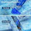 Cordless Pool Vacuum for Above Ground & Inground Pools, 18.5GPM Suction with 2 Brush Heads for Leaves, Debris, with Telescopic Pole Back-Friendly Cleaning, Hot Tub Spa Handheld Cleaner (Blue)