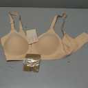COOL CUTE Jelly Bras for Women No Underwire Sexy V-Neck Mesh Comfy Wireless Bralettes Seamless Everyday Tshirt Bra (Beige, S)