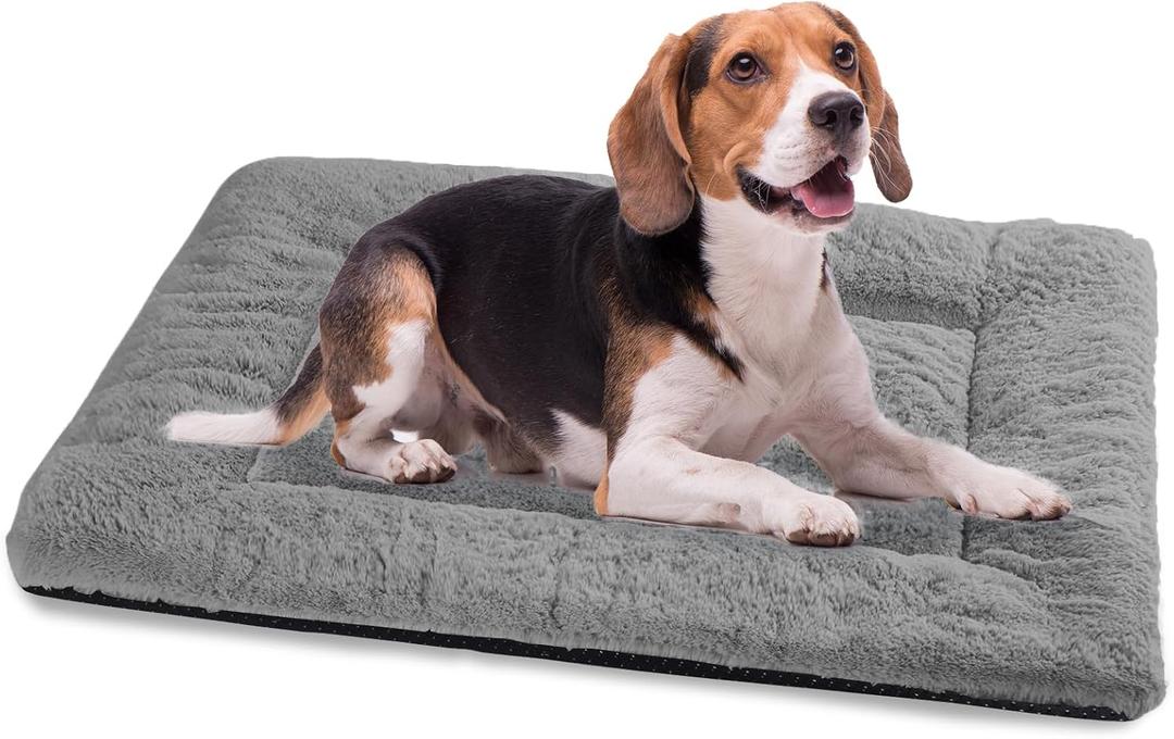 Dog Crate Pad Washable, Plush 36 x 23 Inch Anti-Slip Kennel Mat for Medium to Large Dogs up to 70 lbs, Fits Wire or Metal Crates, Travel, Home, Training Use, Dark Grey