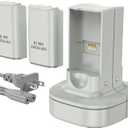 KEKUCULL Rechargeable Battery for Xbox 360 Controller, Charger Dual Charging Station Dock with 2 Pack Rechargeable Battery Compatible with Xbox 360 (Light Gray)