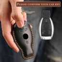 for Mercedes Key fob Cover. Compatible with Mercedes Benz C E R S M, GLA, GLE, GLS, GLK CLA, CLK, AMG 3 Button Smart Leather Car Key Protector Case Shell Chain Accessories/ Black