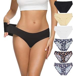 Altheanray Women’s Seamless Hipster Underwear No Show Panties Soft Stretch Bikini Underwears Multi-Pack(AWB3081L-3 flowers), Size Large