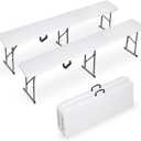 Folding Bench 2 Pack, 6FT Plastic Foldable Bench with Handles, Outdoor Portable Stackable Bench for Party Camping and Picnic, White