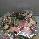 Pink Heart Rose Wreath, 21in Spring Summer Wreath with 8 Modes LED Lights for Front Door