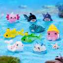24 PCS Miniature Resin Marine Sculpture, Cartoon Sea Animals, Mini Fish Sculpture Models Suitable for DIY Fish Tank, Miniature Oceanarium Aquarium, Fantastic Marine Zoo