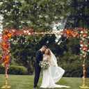 NANANARDOSO Balloon Arch Stand Kit, 10x7 FT Backdrop Stand with Metal Square Frame, Adjustable Photo Background Stand for Party Wedding Decor, Studio Photography, Gold.