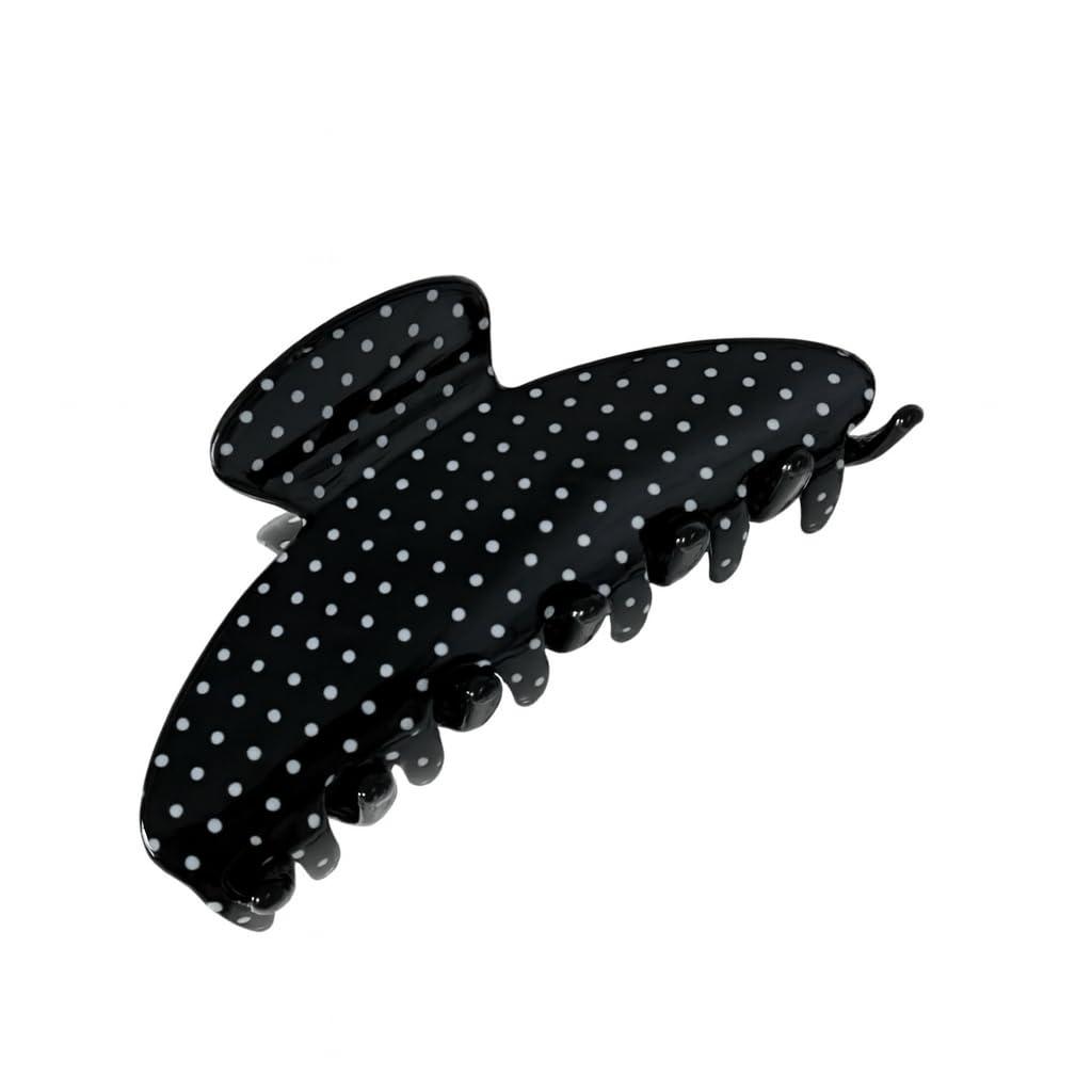 The RPZL Premium Acetate Big Hair Accessory | Oversized Claw Clip for Thick and Thin Hair | Stylish Hair Jaw for Women and Girls (BLACK POLKA DOT)