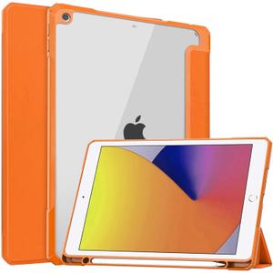 Tablet Cover for Apple iPad 10.2 7th 8th 9th Generation(2019 2020 2021 Release),Folio Stand Lightweight Sleep/Wake Up Leather Case for Apple iPad 10.2" Gen 7 8 9 (FG-Orange)