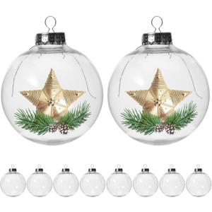 BESPORTBLE 10 Pcs Clear DlY Fillable Ornaments Balls, 4 Inch Transparent Fillable Tree Ornaments with Removable Top, Plastic Round Hanging Balls for Xmas Tree Holiday Home Party Decor DIY Crafts